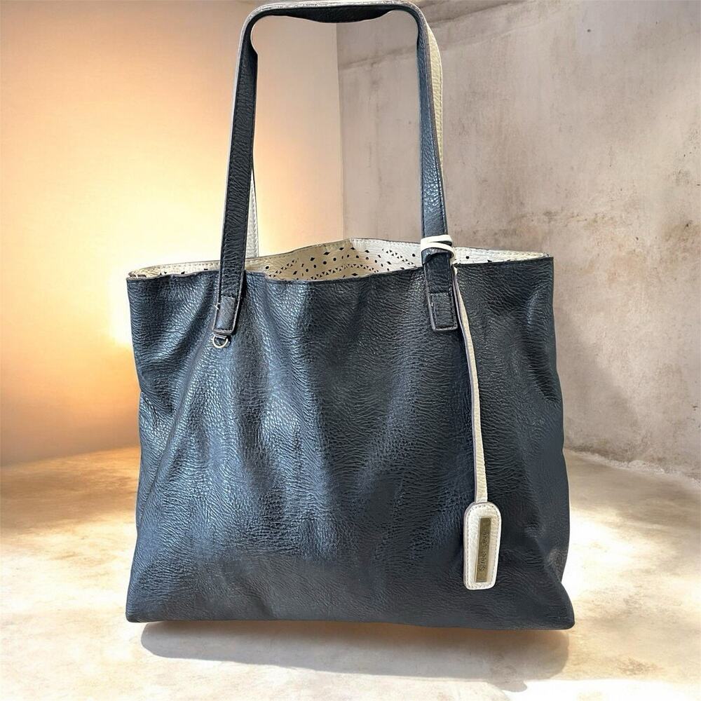 Street Level Large Black Faux Leather Tote Bag Weekender Carry All Travel Bag